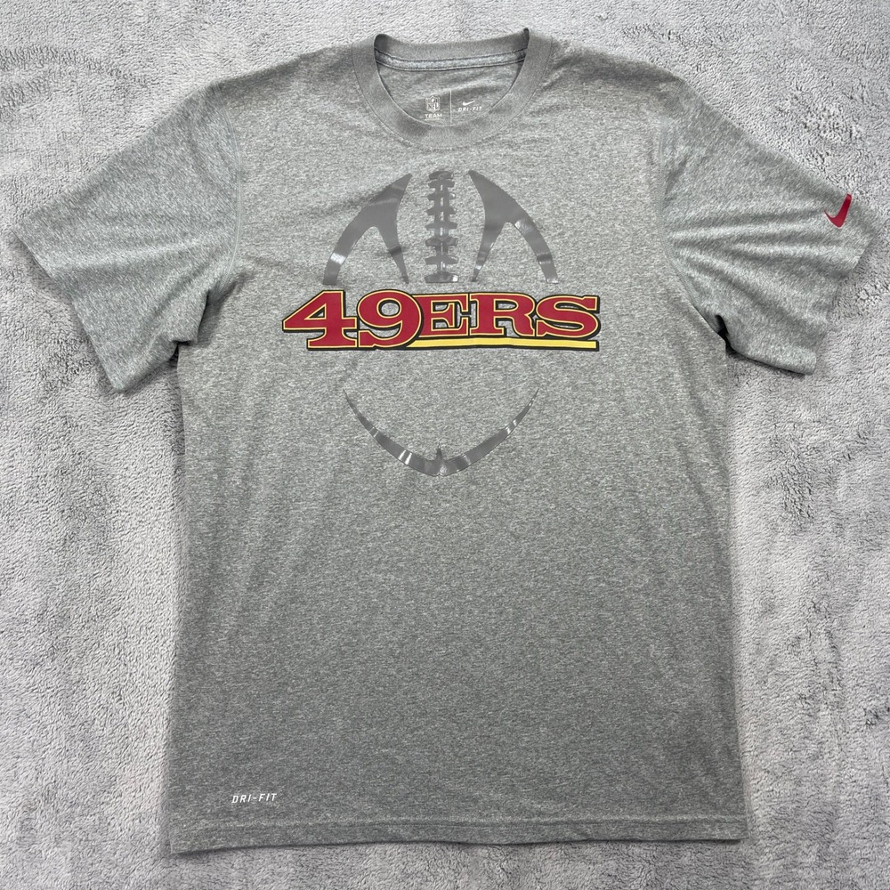 Nike T-Shirt Mens Medium Gray San Francisco 49ers NFL Team Apparel Dri-Fit Tee